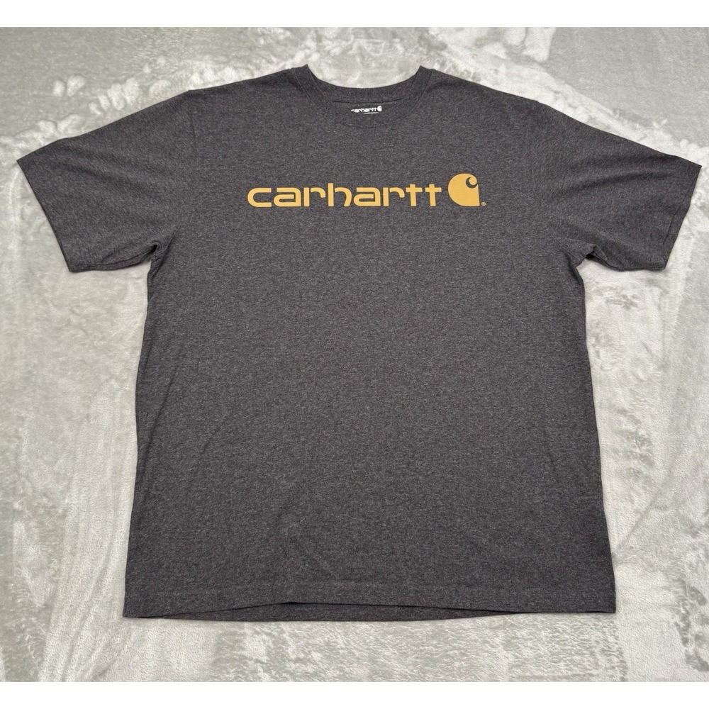 Carhartt Shirt‎ Mens Large Gray Graphic Short Sleeve Logo Loose Fit Workwear